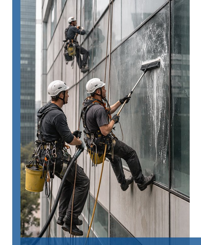Профессиональная высотная мойка фасадов зданий в Минусинске