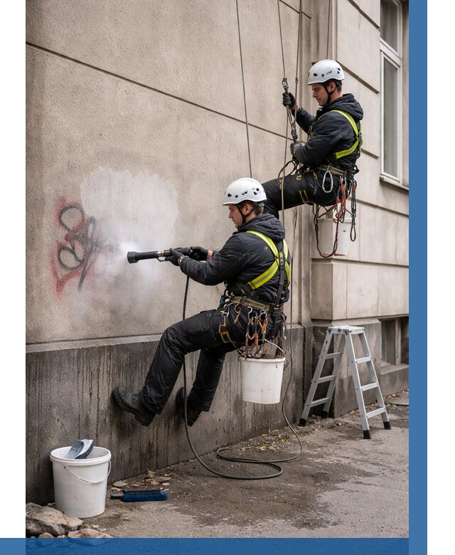 Удаление граффити с фасада в Минусинске от 4572 р. | ВЫСОТНИК-Мнс