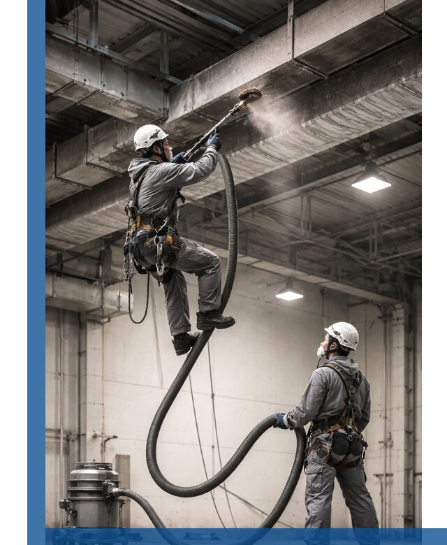 Обеспыливание потолочных конструкций в Минусинске промышленным альпинизмом