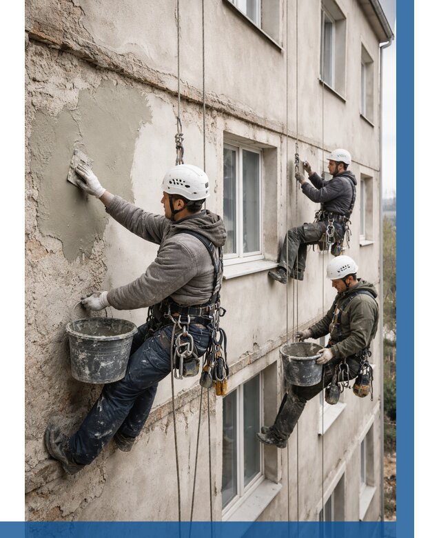 Ремонт штукатурного фасада в Минусинске от 762 р. под ключ | ВЫСОТНИК-Мнс