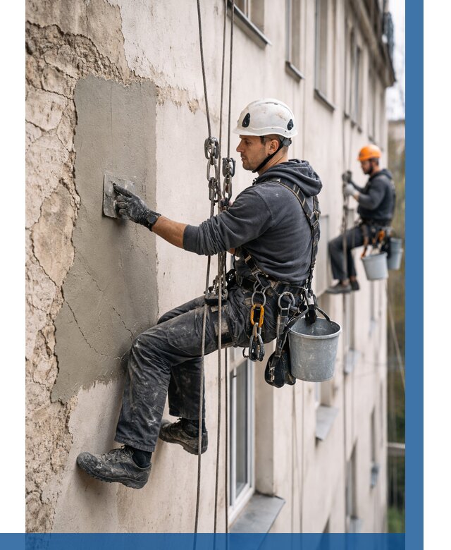 Восстановление штукатурки фасада в Минусинске от 1219 р. | ВЫСОТНИК-Мнс