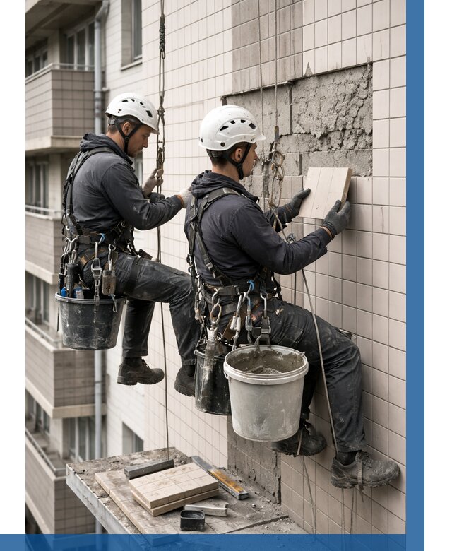 Ремонт облицовки фасада плиткой в Минусинске от 1829 р. | ВЫСОТНИК-Мнс