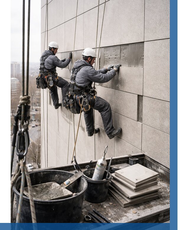 Ремонт фасада из керамогранита в Минусинске от 2540 р. | ВЫСОТНИК-Мнс