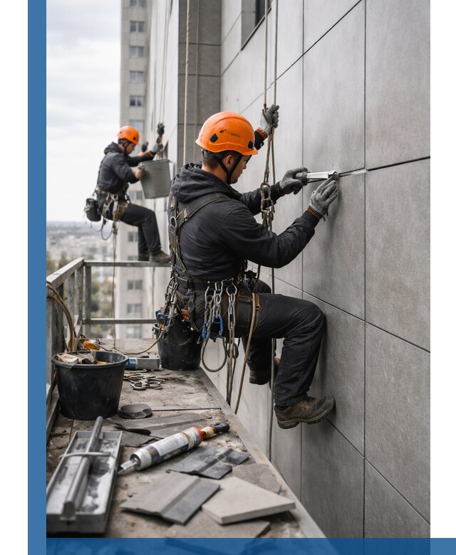 Профессиональный ремонт фасада из керамогранита в Минусинске