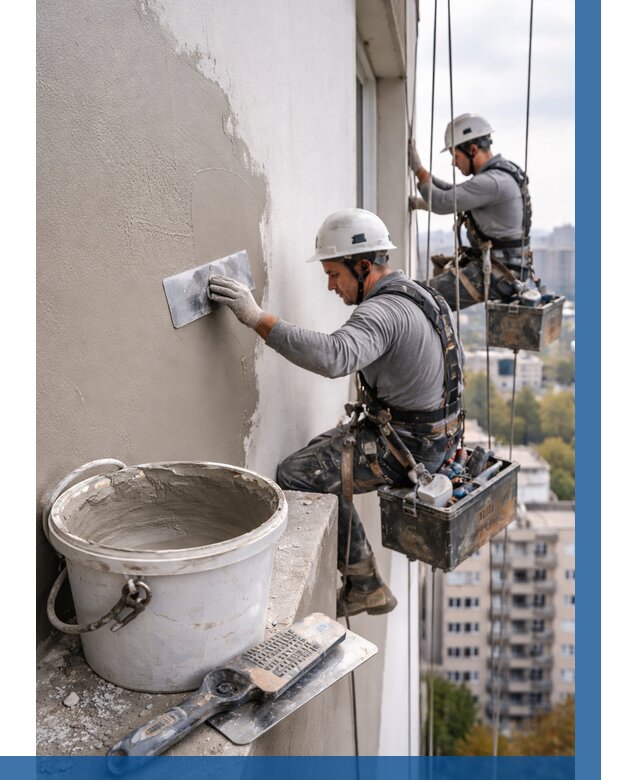 Шпаклевка фасада на высоте в Минусинске от 711 р. | ВЫСОТНИК-Мнс