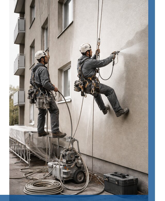 Безвоздушная покраска фасада в Минусинске от 224 р/м² | ВЫСОТНИК-Мнс