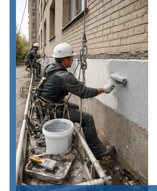 Окраска цоколя здания в Минусинске профессионально и надежно