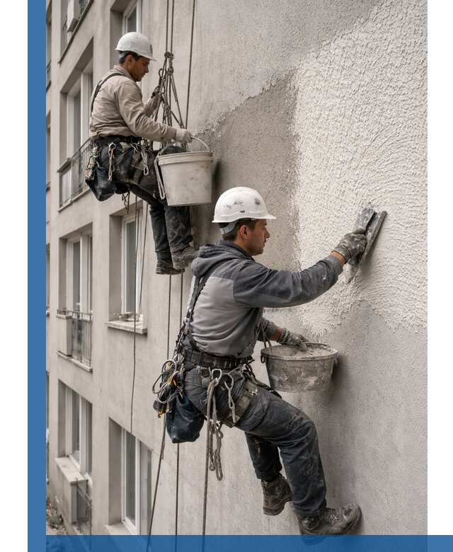 Нанесение декоративной штукатурки короед на фасад в Минусинске