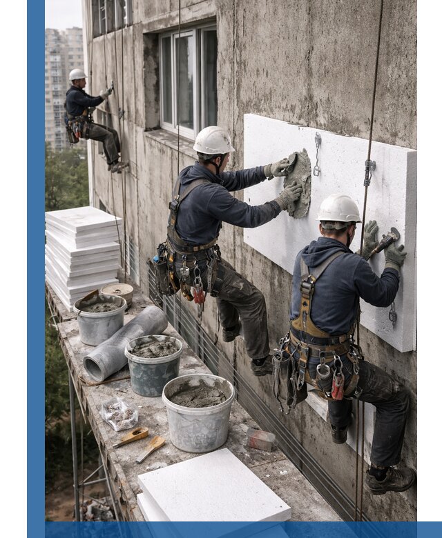 Утепление фасада пенополистиролом в Минусинске под ключ