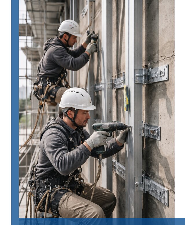 Монтаж и крепление подсистемы вентфасада в Минусинске