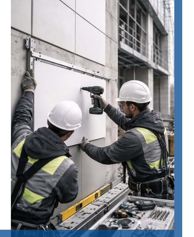 Монтаж композитных панелей фасада в Минусинске от 2540 р. | ВЫСОТНИК-Мнс