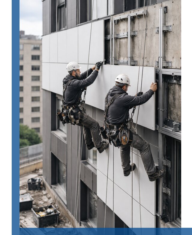 Монтаж композитных панелей фасада в Минусинске под ключ