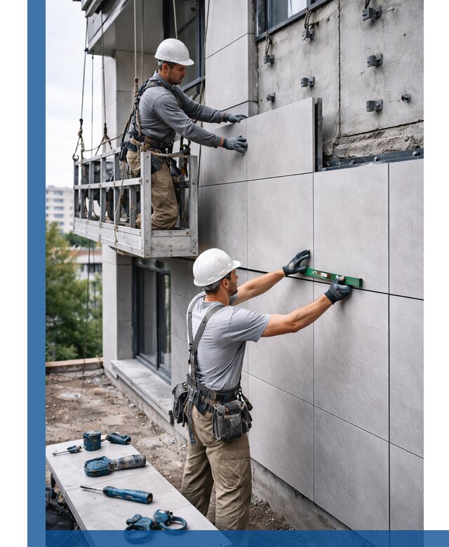 Монтаж керамогранита на фасад в Минусинске под ключ с гарантией качества