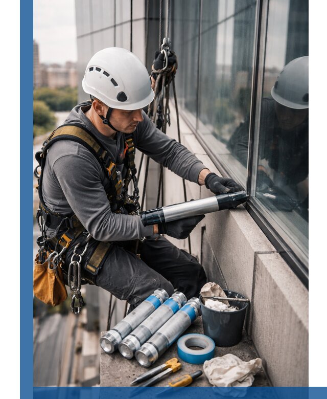 Герметизация стыков витража в Минусинске для герметичных фасадов
