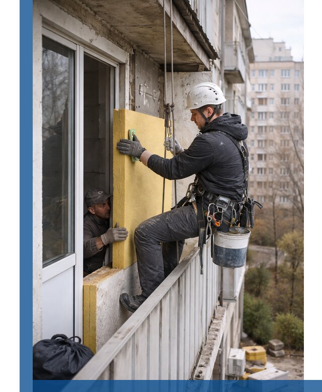 Профессиональное утепление балкона снаружи в Минусинске под ключ