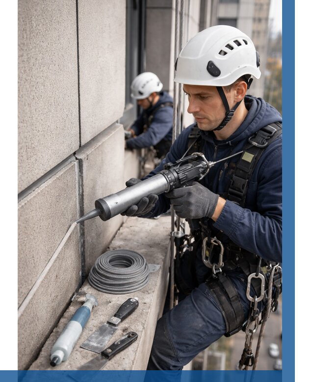 Герметизация деформационных швов фасада в Минусинске от 711 | ВЫСОТНИК-Мнс