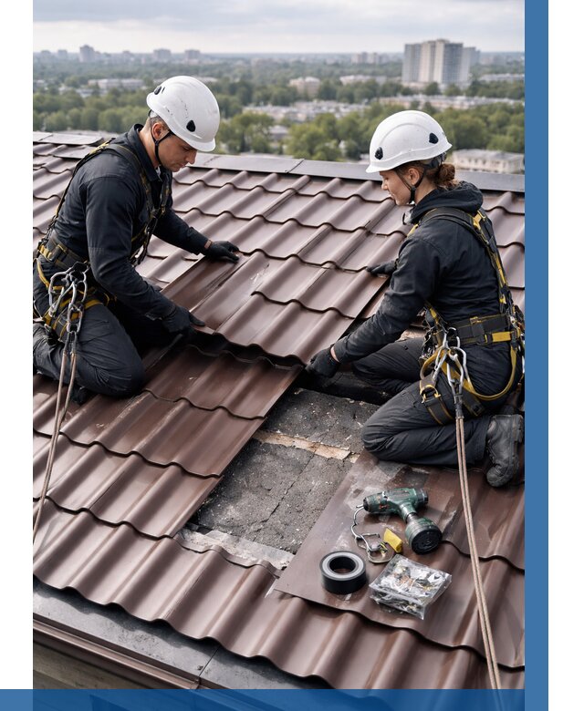 Ремонт металлочерепицы на крыше в Минусинске от 914 р. | ВЫСОТНИК-Мнс