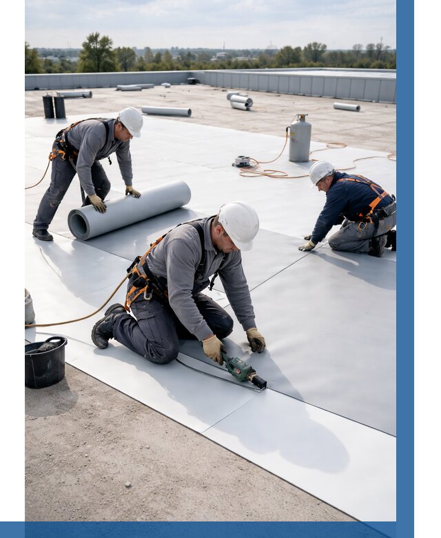 Монтаж мембранной кровли под ключ в Минусинске от 1219 р. | ВЫСОТНИК-Мнс