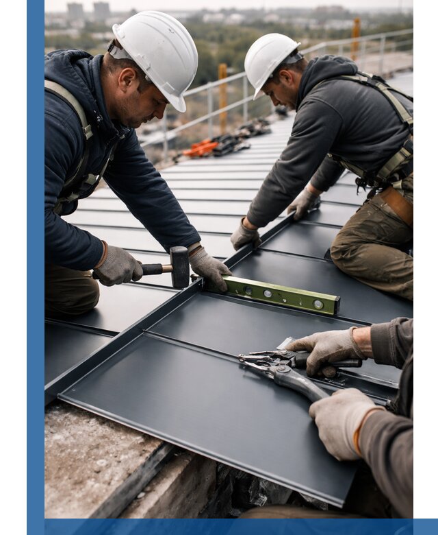 Монтаж фальцевой кровли в Минусинске для промышленных зданий