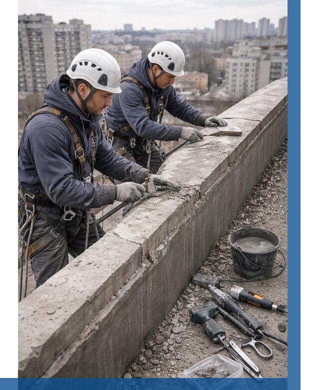 Ремонт парапета на кровле в Минусинске от 1524 р. | ВЫСОТНИК-Мнс