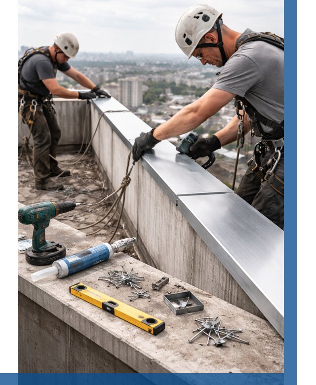 Монтаж парапетных крышек в Минусинске от 813 р. | ВЫСОТНИК-Мнс