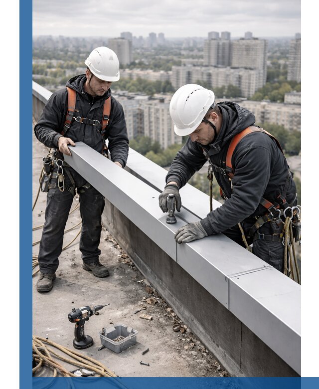 Монтаж парапетных крышек и ограждений кровли в Минусинске