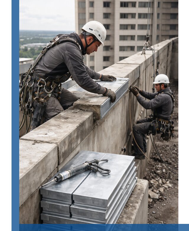 Замена парапетных крышек и установка новых в Минусинске