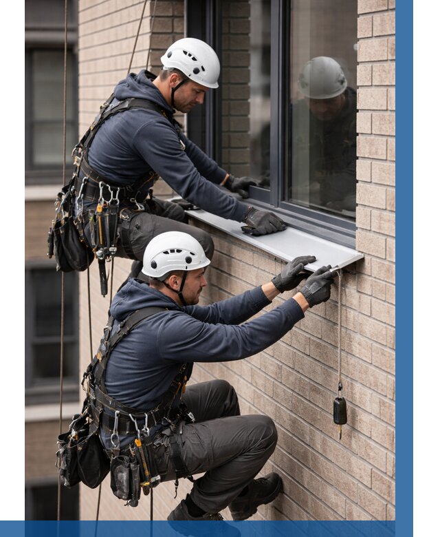 Монтаж оконных отливов под ключ в Минусинске от 3556 р. | ВЫСОТНИК-Мнс