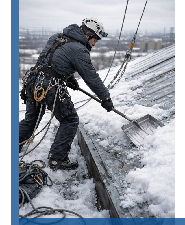 Профессиональная очистка кровли от снега и наледи в Минусинске
