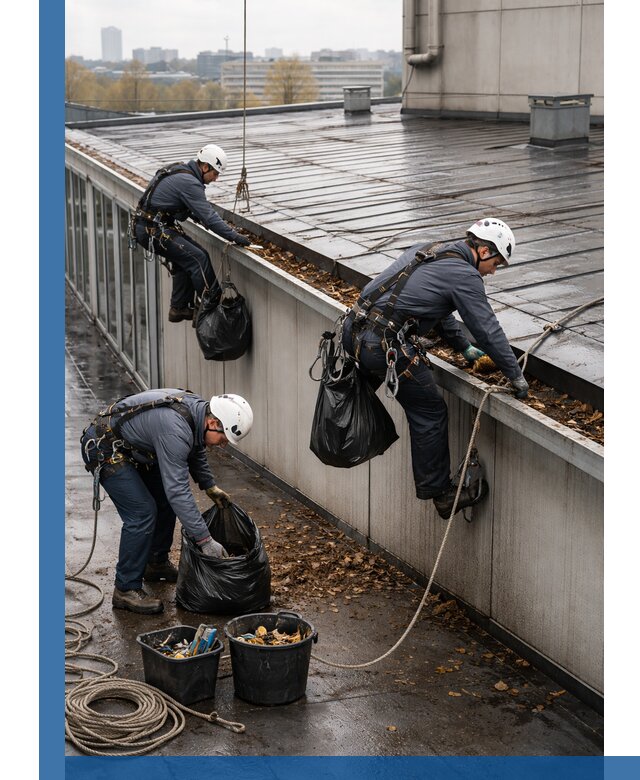 Очистка кровли по периметру в Минусинске силами промышленных альпинистов
