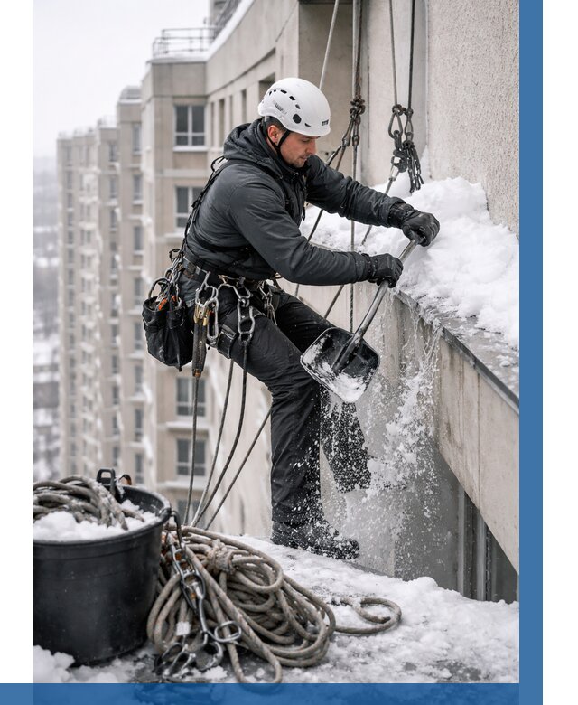 Очистка карнизов от снега в Минусинске от 305 р. | ВЫСОТНИК-Мнс