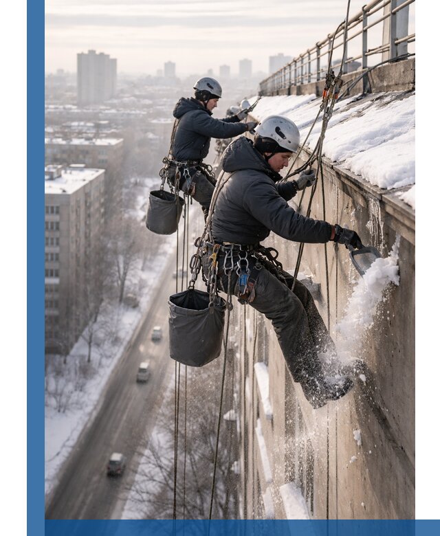 Очистка карнизов от снега в Минусинске профессионально и безопасно