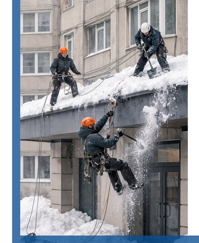 Безопасная очистка навесов от снега в Минусинске круглогодично