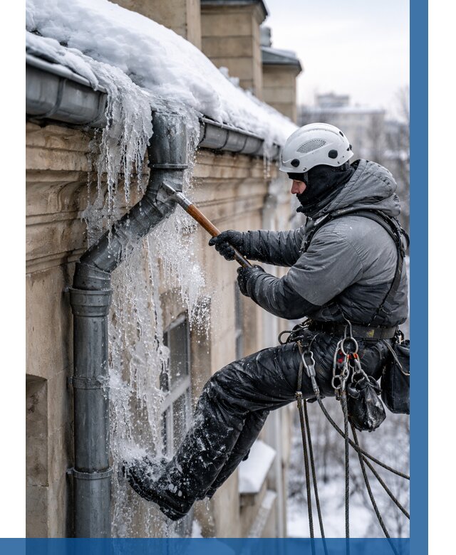 Очистка водостоков от льда в Минусинске от 3556 р. | ВЫСОТНИК-Мнс