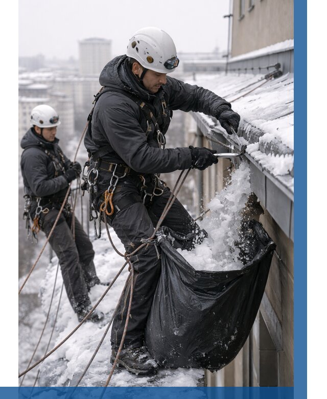 Аварийная очистка крыши в Минусинске под ключ от 305 р. | ВЫСОТНИК-Мнс