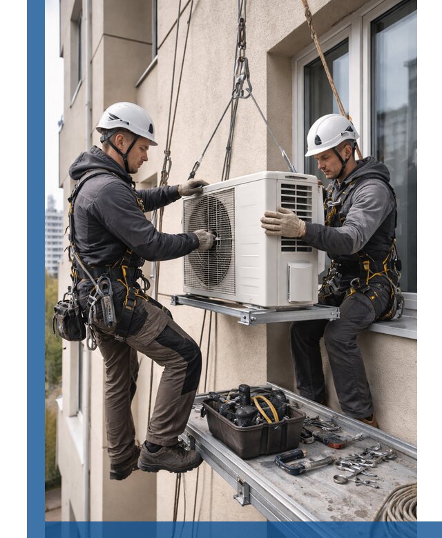 Перенос внешнего блока кондиционера в Минусинске с монтажом и крепежом