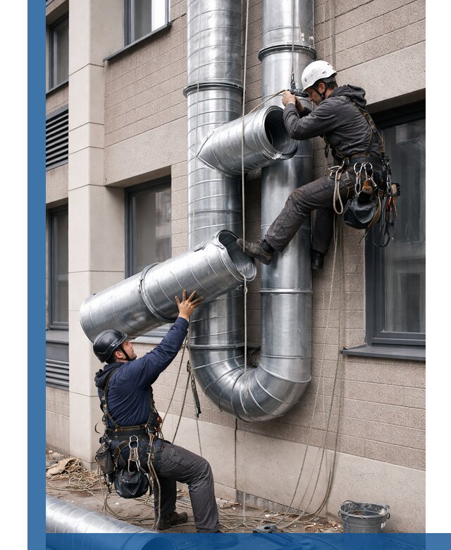 Монтаж фасадных воздуховодов в Минусинске с герметизацией и крепежом