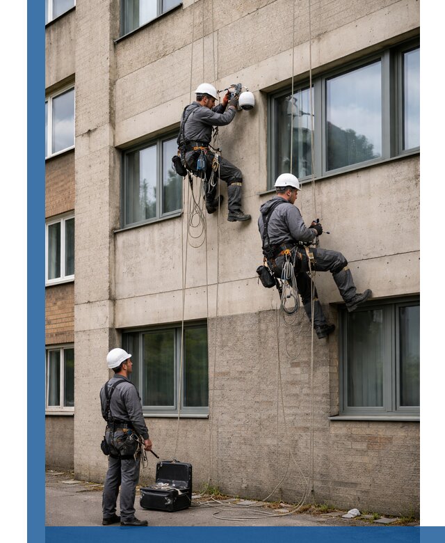 Монтаж фасадных камер видеонаблюдения в Минусинске под ключ