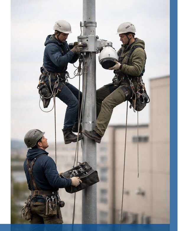 Установка видеокамер на мачте в Минусинске от 8637 р. | ВЫСОТНИК-Мнс