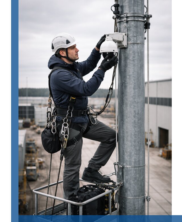 Профессиональная установка видеокамер на мачте в Минусинске