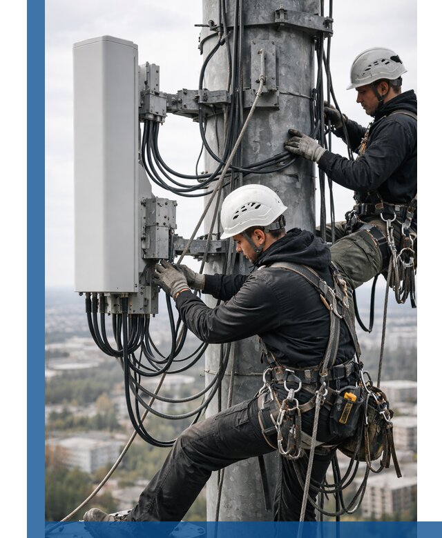 Монтаж оборудования связи на мачте в Минусинске с пусконаладкой