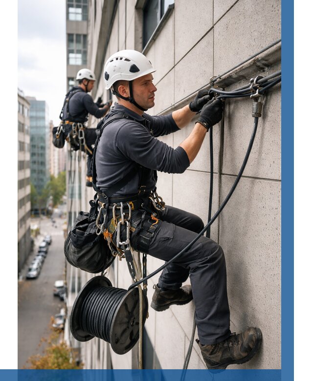 Прокладка кабеля по фасаду в Минусинске от 356 р. | ВЫСОТНИК-Мнс