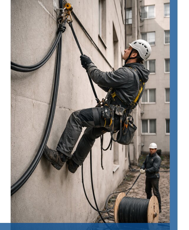 Протяжка кабеля питания на высоте в Минусинске от 457 р. | ВЫСОТНИК-Мнс