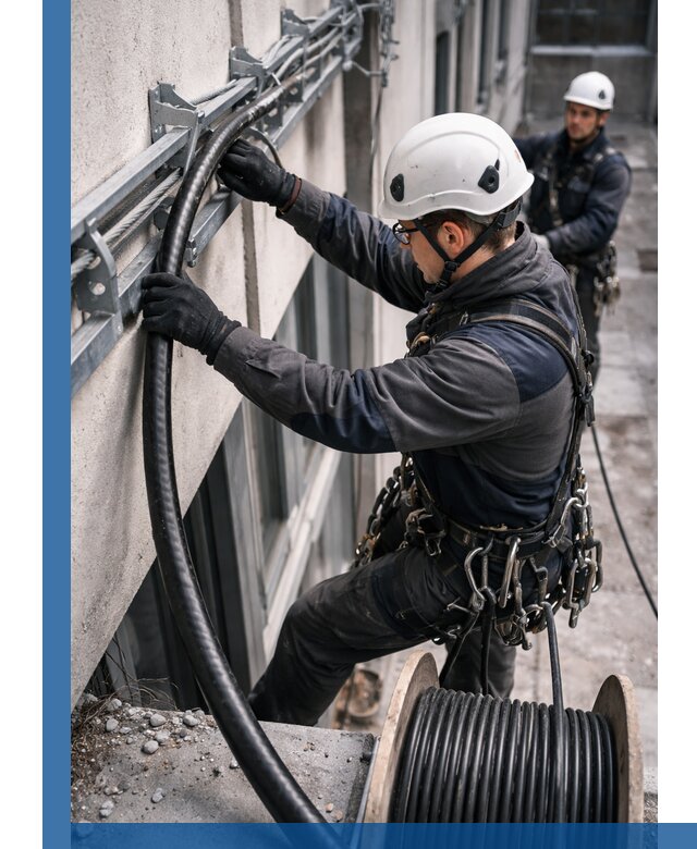 Протяжка кабеля питания на высоте в Минусинске с гарантией безопасности и качества