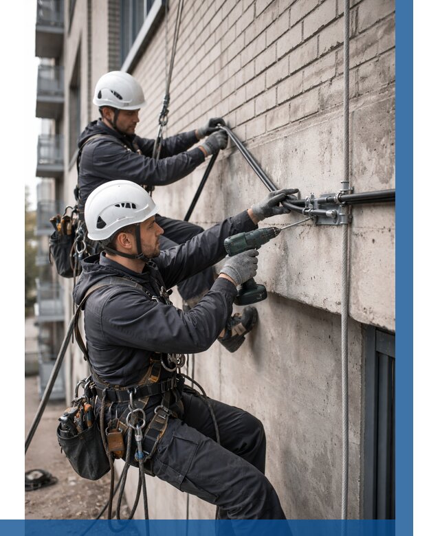 Крепление кабеля на фасаде в Минусинске от 356 р. | ВЫСОТНИК-Мнс