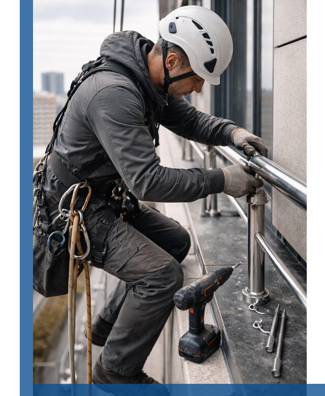 Монтаж ограждений на высоте в Минусинске для зданий и конструкций