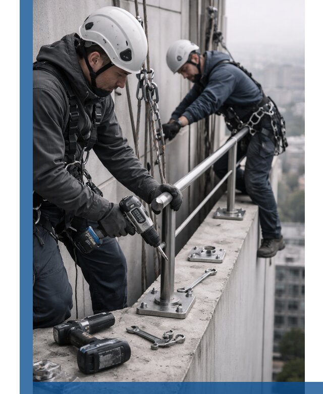 Монтаж перил на высоте в Минусинске для жилых и промобъектов