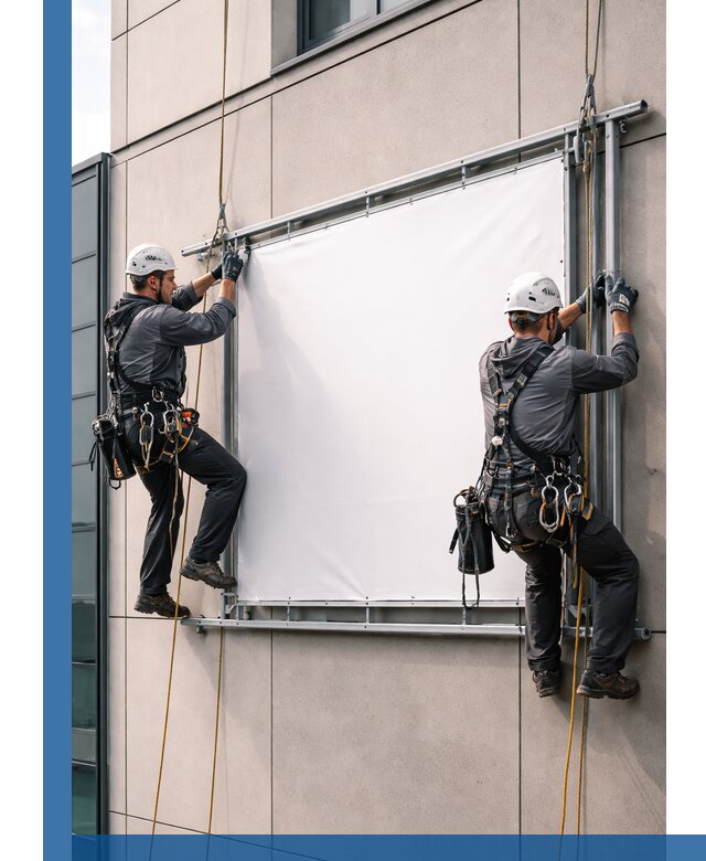 Монтаж наружной рекламной вывески в Минусинске под ключ