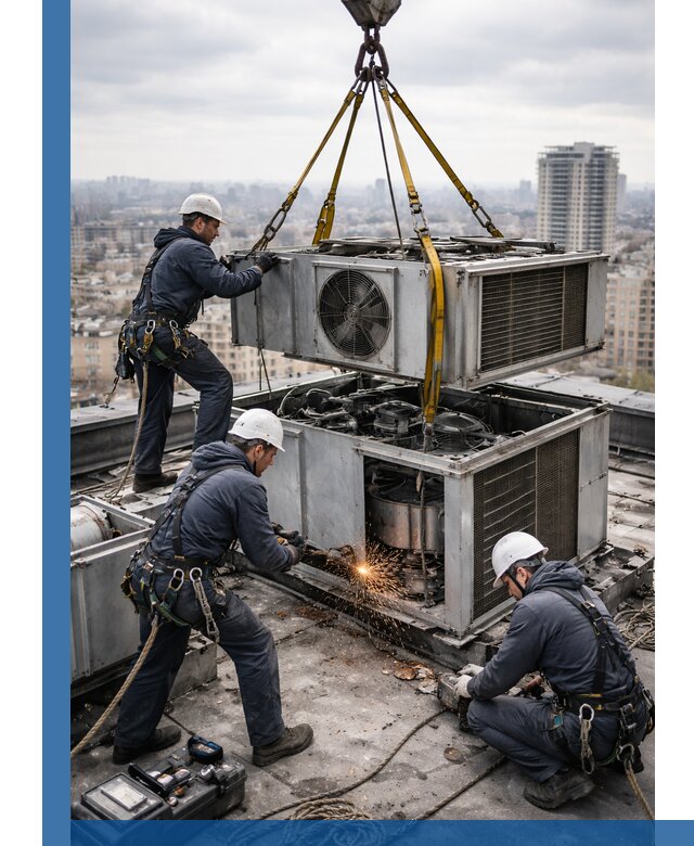 Демонтаж крышной установки в Минусинске любой сложности