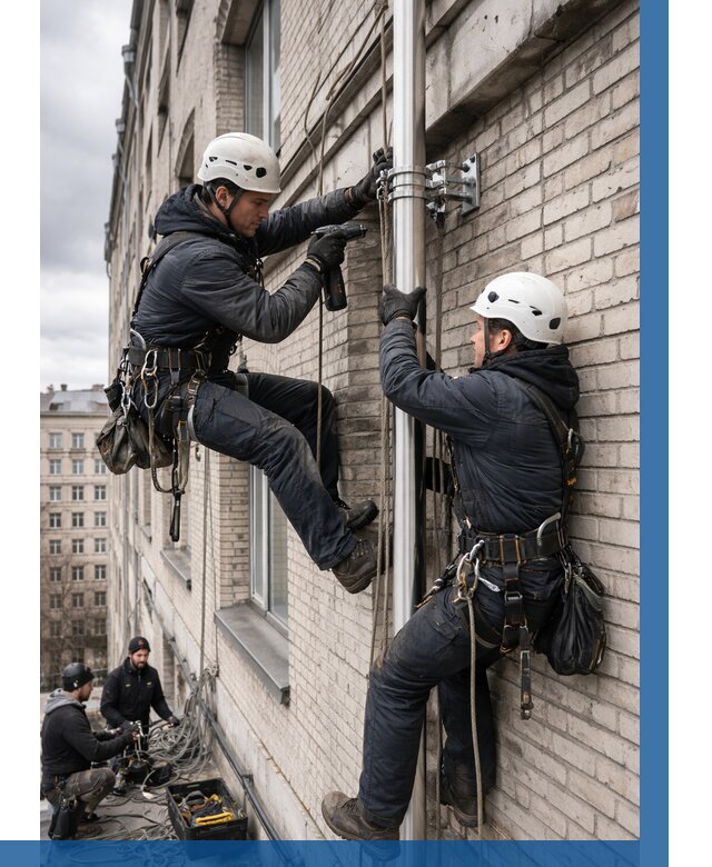 Монтаж флагштока на здании в Минусинске от 6605 р. | ВЫСОТНИК-Мнс